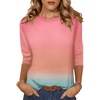 Zeagoo Women’s Casual 3/4 Sleeve T-Shirts Round Neck Tunic Tops Work Blouse(Rainbow-jb218)