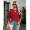 Zeagoo Women’s Casual 3/4 Sleeve T-Shirts Round Neck Tunic Tops Work Blouse(Red)