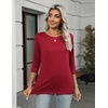 Zeagoo Women’s Casual 3/4 Sleeve T-Shirts Round Neck Tunic Tops Work Blouse(Red)