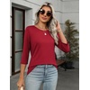 Zeagoo Women’s Casual 3/4 Sleeve T-Shirts Round Neck Tunic Tops Work Blouse(Red)