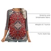 Zeagoo Women’s Casual 3/4 Sleeve T-Shirts Round Neck Tunic Tops Work Blouse(Red Bohemia-mz870)