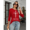 Zeagoo Women’s Casual 3/4 Sleeve T-Shirts Round Neck Tunic Tops Work Blouse(Red Christmas-sd485)