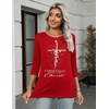 Zeagoo Women’s Casual 3/4 Sleeve T-Shirts Round Neck Tunic Tops Work Blouse(Red Christmas-sd485)