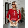 Zeagoo Women’s Casual 3/4 Sleeve T-Shirts Round Neck Tunic Tops Work Blouse(Red Christmas-sd485)