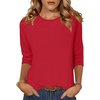 Zeagoo Women’s Casual 3/4 Sleeve T-Shirts Round Neck Tunic Tops Work Blouse(Red-tr)
