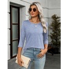 Zeagoo Women’s Casual 3/4 Sleeve T-Shirts Round Neck Tunic Tops Work Blouse(Stripes Blue-tz273)
