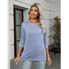 Zeagoo Women’s Casual 3/4 Sleeve T-Shirts Round Neck Tunic Tops Work Blouse(Stripes Blue-tz273)