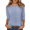 Zeagoo Women’s Casual 3/4 Sleeve T-Shirts Round Neck Tunic Tops Work Blouse(Stripes Blue-tz273)