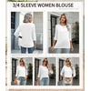 Zeagoo Women’s Casual 3/4 Sleeve T-Shirts Round Neck Tunic Tops Work Blouse(White)