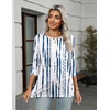 Zeagoo Women’s Casual 3/4 Sleeve T-Shirts Round Neck Tunic Tops Work Blouse(White Blue-zr229)