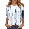 Zeagoo Women’s Casual 3/4 Sleeve T-Shirts Round Neck Tunic Tops Work Blouse(White Blue-zr229)