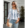 Zeagoo Women’s Casual 3/4 Sleeve T-Shirts Round Neck Tunic Tops Work Blouse(White Blue-zr229)
