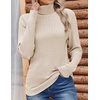 Zeagoo Womens Sweaters Turtleneck Cable Knit Long Sleeve Pullover Fall Tops(Beige)