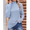 Zeagoo Womens Sweaters Turtleneck Cable Knit Long Sleeve Pullover Fall Tops(Blue)