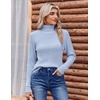Zeagoo Womens Sweaters Turtleneck Cable Knit Long Sleeve Pullover Fall Tops(Blue)