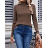 Zeagoo Womens Sweaters Turtleneck Cable Knit Long Sleeve Pullover Fall Tops(Brown)