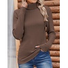 Zeagoo Womens Sweaters Turtleneck Cable Knit Long Sleeve Pullover Fall Tops(Brown)