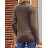 Zeagoo Womens Sweaters Turtleneck Cable Knit Long Sleeve Pullover Fall Tops(Brown)