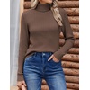 Zeagoo Womens Sweaters Turtleneck Cable Knit Long Sleeve Pullover Fall Tops(Brown)