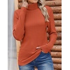 Zeagoo Womens Sweaters Turtleneck Cable Knit Long Sleeve Pullover Fall Tops(Caramel)