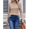 Zeagoo Womens Sweaters Turtleneck Cable Knit Long Sleeve Pullover Fall Tops(Khaki)