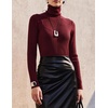 Zeagoo Womens Sweaters Turtleneck Cable Knit Long Sleeve Pullover Fall Tops(Red)
