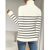 Zeagoo Womens Sweaters Turtleneck Cable Knit Long Sleeve Pullover Fall Tops(Stripe Apricot)