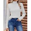 Zeagoo Womens Sweaters Turtleneck Cable Knit Long Sleeve Pullover Fall Tops(White)