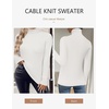 Zeagoo Womens Sweaters Turtleneck Cable Knit Long Sleeve Pullover Fall Tops(White)