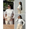 Zeagoo Womens Sweaters Turtleneck Cable Knit Long Sleeve Pullover Fall Tops(White)