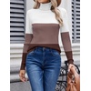 Zeagoo Womens Sweaters Turtleneck Cable Knit Long Sleeve Pullover Fall Tops(Z Brown)