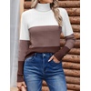 Zeagoo Womens Sweaters Turtleneck Cable Knit Long Sleeve Pullover Fall Tops(Z Brown)