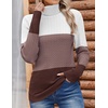 Zeagoo Womens Sweaters Turtleneck Cable Knit Long Sleeve Pullover Fall Tops(Z Brown)