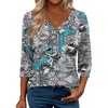 Zeagoo 3/4 Length Sleeve Womens Tops Casual V Neck Shirts Soft Basic Tees(Blue Paisley)