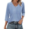 Zeagoo 3/4 Length Sleeve Womens Tops Casual V Neck Shirts Soft Basic Tees(Blue Stripe)