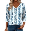 Zeagoo 3/4 Length Sleeve Womens Tops Casual V Neck Shirts Soft Basic Tees(Blue White Stripe)