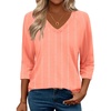 Zeagoo 3/4 Length Sleeve Womens Tops Casual V Neck Shirts Soft Basic Tees(Coral Polka Dot)