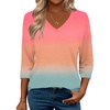 Zeagoo 3/4 Length Sleeve Womens Tops Casual V Neck Shirts Soft Basic Tees(Multicoloured)