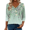 Zeagoo 3/4 Length Sleeve Womens Tops Casual V Neck Shirts Soft Basic Tees(Spring Bird)