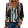 Zeagoo 3/4 Length Sleeve Womens Tops Casual V Neck Shirts Soft Basic Tees(Stripes)