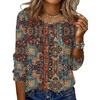 Zeagoo 3/4 Length Sleeve Womens Tops Round Neck Casual Summer Tunic Tops Basic Tees Blouses Dressy T-Shirts Pleated Shirts(Brown)
