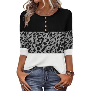 Zeagoo 3/4 Length Sleeve Women Tops Dressy Casual Blouses Work Clothes(Jh519-color Block)
