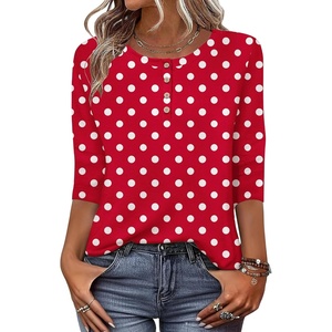 Zeagoo 3/4 Length Sleeve Women Tops Dressy Casual Blouses Work Clothes(Jh717-polka Dots)