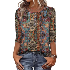 Zeagoo 3/4 Length Sleeve Women Tops Dressy Casual Blouses Work Clothes(Mz721)