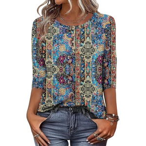 Zeagoo 3/4 Length Sleeve Women Tops Dressy Casual Blouses Work Clothes(Mz779)