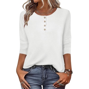 Zeagoo 3/4 Length Sleeve Women Tops Dressy Casual Blouses Work Clothes(White)
