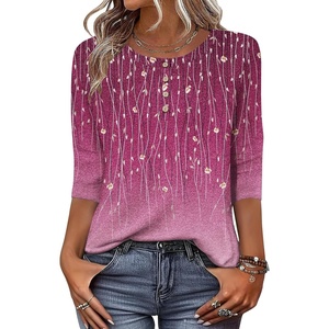 Zeagoo 3/4 Length Sleeve Women Tops Dressy Casual Blouses Work Clothes(Xh370-purple)