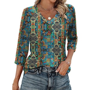 Zeagoo 3/4 Length Sleeve Womens Tops Casual V Neck Shirts Soft Basic Tees(Mz779)