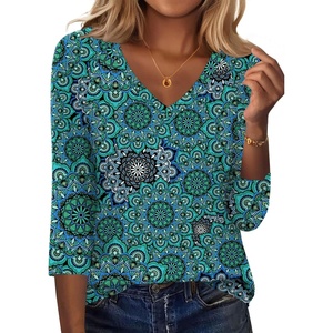 Zeagoo 3/4 Length Sleeve Womens Tops Casual V Neck Shirts Soft Basic Tees(Mz858)