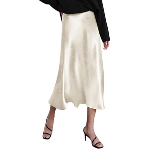 Zeagoo Skirts for Women High Waist Skirt Elegant Midi Skirt Satin(New-pastel Peach)